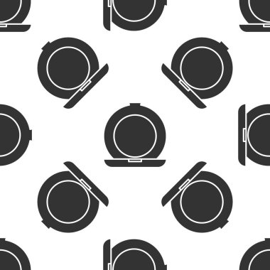 Ayna ikonlu gri makyaj tozu beyaz arka planda izole edilmiş pürüzsüz desen. Vektör İllüstrasyonu