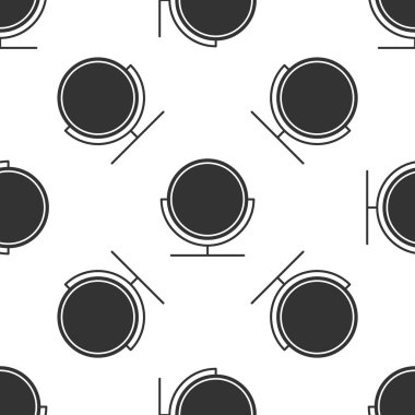 Gri yuvarlak makyaj aynası ikonu beyaz arka planda izole edilmiş pürüzsüz desen. Vektör İllüstrasyonu