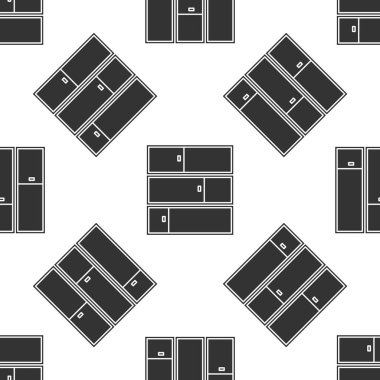 Gri raf simgesi beyaz arka planda izole edilmiş kusursuz desen. Raflar işaretli. Vektör İllüstrasyonu