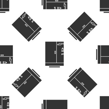 Gri duş kabini ikonu beyaz arka planda izole edilmiş pürüzsüz desen. Vektör İllüstrasyonu