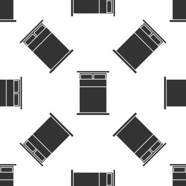 İki ya da bir kişi için gri büyük yatak beyaz arka planda izole edilmiş kusursuz desen. Vektör İllüstrasyonu
