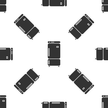 Gri buzdolabı simgesi beyaz arka planda yalıtılmış Dikişsiz desen. Buzdolabı dondurucu buzdolabı. Ev teknolojisi ve aletleri. Vektör Illustration