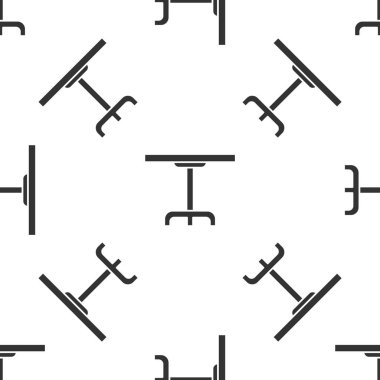 Gri yuvarlak masa simgesi beyaz arka planda izole edilmiş pürüzsüz desen. Vektör İllüstrasyonu