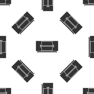 Gri televizyon masası simgesi beyaz arka planda izole edilmiş kusursuz desen. Vektör İllüstrasyonu