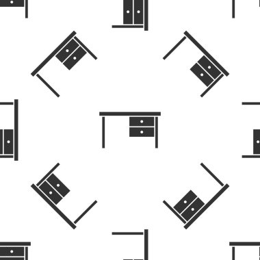 Gri Ofis masa simgesi beyaz arka planda kusursuz desen izole etti. Vektör İllüstrasyonu