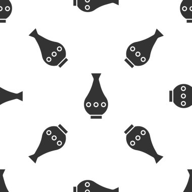 Gri vazo simgesi beyaz arka planda izole edilmiş kusursuz desen. Vektör İllüstrasyonu