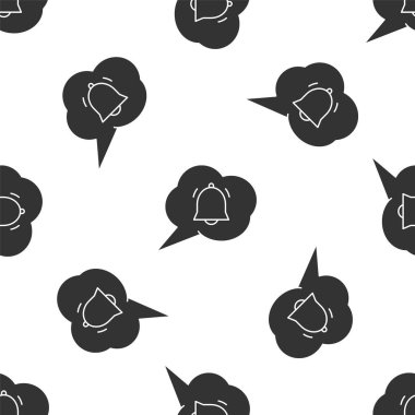 Sohbet bildirim simgesi olan gri konuşma balonu beyaz arka planda izole edilmiş kusursuz desen. Yeni mesaj, iletişim, sohbet, sosyal ağ bildirimi. Vektör İllüstrasyonu