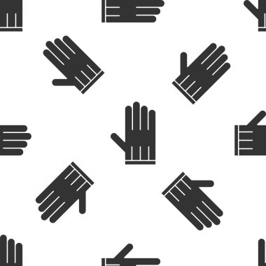 Gri deri eldiven ikonu beyaz arka planda izole edilmiş kusursuz desen. Vektör İllüstrasyonu