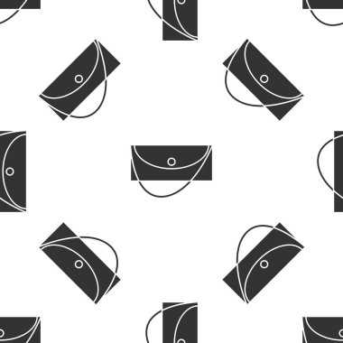 Gri debriyaj torbası ikonu beyaz arka planda izole edilmiş kusursuz desen. Kadın el çantası. Vektör İllüstrasyonu