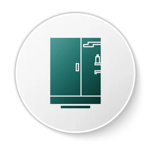 Green Shower cabin icon isolated on white background. White circle button. Vector Illustration — 스톡 벡터