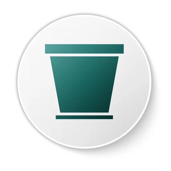 Green Flower pot icon isolated on white background. White circle button. Vector Illustration — 스톡 벡터