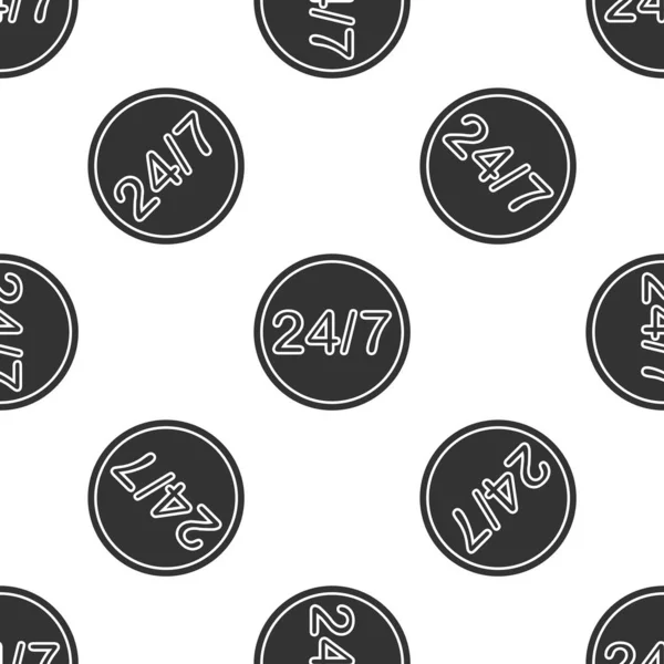 Gri saat 24 saat simgesi beyaz arka planda izole Dikişsiz desen. Tüm gün döngüsel simge. 24 saat servis sembolü. Vektör Illustration