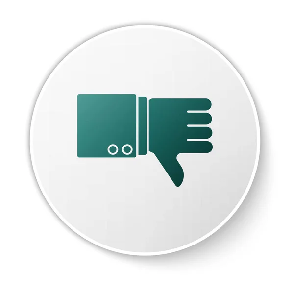 Green Dislike icon isolated on white background. White circle button. Vector Illustration — 스톡 벡터