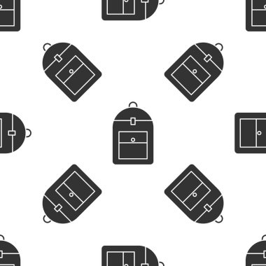 Gri sırt çantası simgesi beyaz arkaplanda izole edilmiş kusursuz desen. Vektör İllüstrasyonu