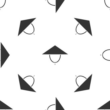 Gri Asya konik şapka ikonu beyaz arka planda izole edilmiş pürüzsüz desen. Çin konik hasır şapkası. Vektör İllüstrasyonu