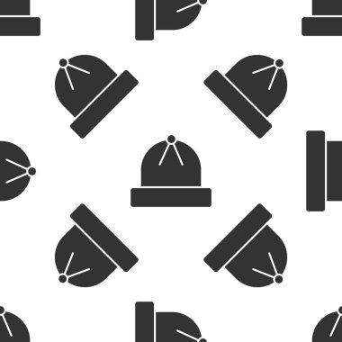 Gri Kış şapka ikonu beyaz arka planda izole edilmiş pürüzsüz desen. Vektör İllüstrasyonu