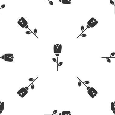 Gri Çiçek ikonu beyaz arka planda izole edilmiş pürüzsüz desen. Vektör İllüstrasyonu