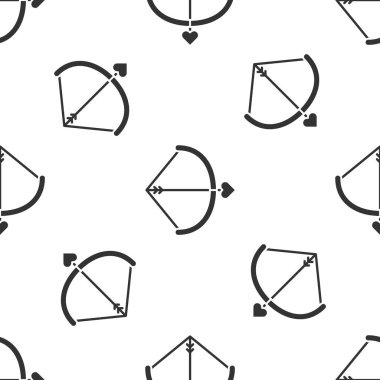 Gri yay ve ok simgesi beyaz arkaplandaki kusursuz deseni izole etti. Aşk tanrısı sembolü. Aşk işareti. Sevgililer Günü konsepti. Vektör İllüstrasyonu