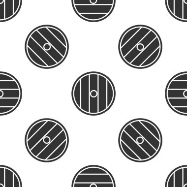 Gri yuvarlak tahta kalkan ikonu beyaz arka planda izole edilmiş pürüzsüz desen. Güvenlik, güvenlik, koruma, mahremiyet, koruma kavramı. Vektör İllüstrasyonu