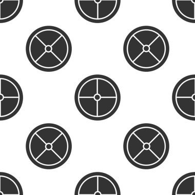 Gri yuvarlak tahta kalkan ikonu beyaz arka planda izole edilmiş pürüzsüz desen. Güvenlik, güvenlik, koruma, mahremiyet, koruma kavramı. Vektör İllüstrasyonu