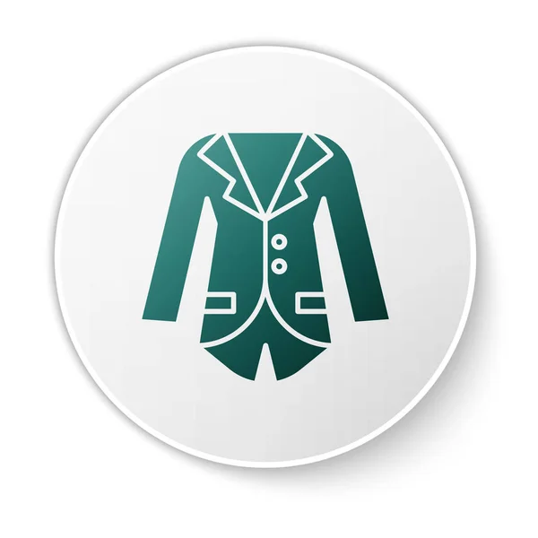 Blazer verde o icona giacca isolata su sfondo bianco. Pulsante cerchio bianco. Illustrazione vettoriale — Vettoriale Stock