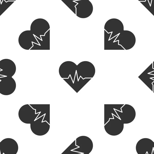 Gri kalp hızı simgesi izole Dikişsiz desen beyaz arka plan üzerinde. Kalp atışı işaret. Kalp nabız simgesi. Kardiyogram simgesi. Vektör çizim — Stok Vektör