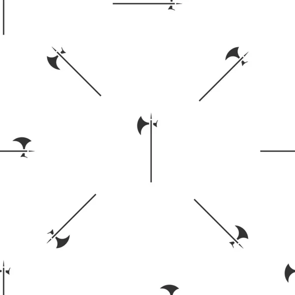 Ícone de halberd medieval cinza isolado padrão sem costura no fundo branco. Arma medieval. Ilustração vetorial — Vetor de Stock