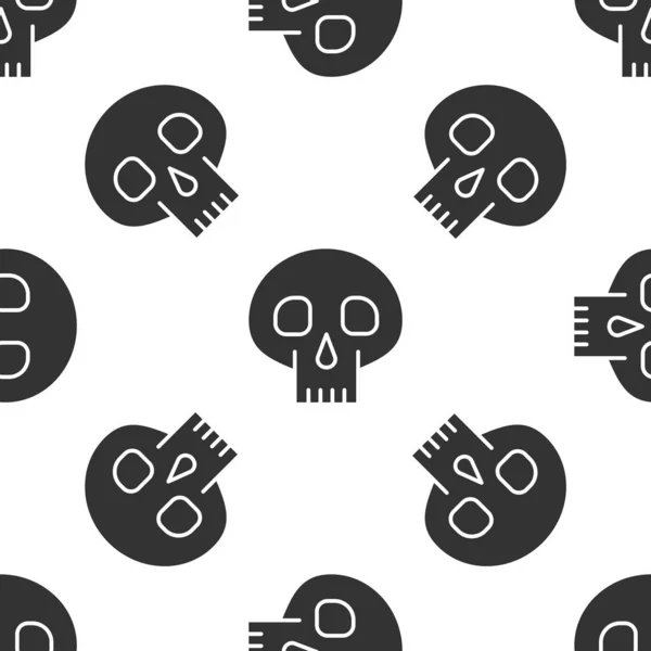Grey Skull icon isolated seamless pattern on white background. Vector Illustration — 스톡 벡터