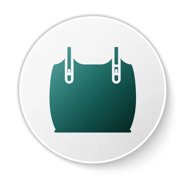 Green Body armor icon isolated on white background. White circle button. Vector Illustration — 스톡 벡터