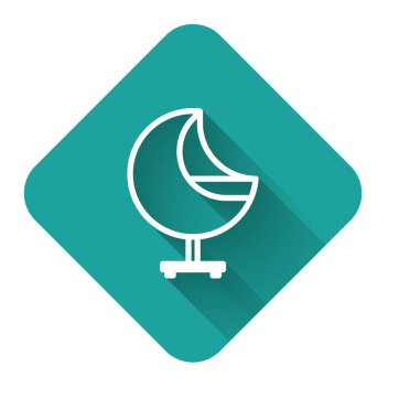 Uzun gölgeli beyaz çizgi Kol Koltuğu simgesi. Yeşil kare düğmesi. Vektör İllüstrasyonu