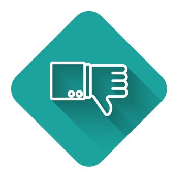 Beyaz çizgi Uzun gölgeli İkona benzemez. Yeşil kare düğmesi. Vektör İllüstrasyonu