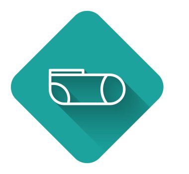 Uzun gölgeli beyaz çizgi spor çorapları ikonu. Yeşil kare düğmesi. Vektör İllüstrasyonu