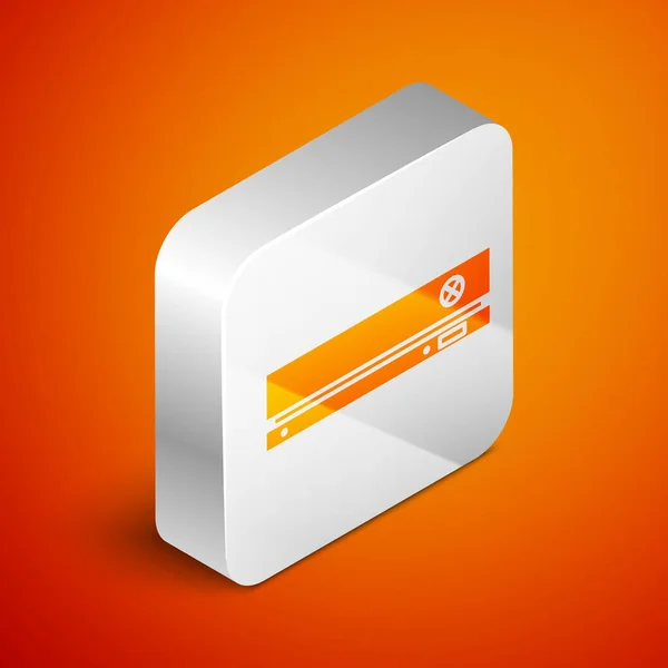 Ícone de console de videogame isométrico isolado em fundo laranja. Botão quadrado de prata. Ilustração vetorial — Vetor de Stock