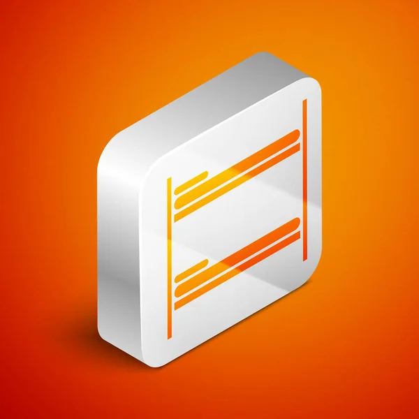 Isometrisk Bunk säng ikon isolerad på orange bakgrund. Silverfyrkantig knapp. Vektor Illustration — Stock vektor