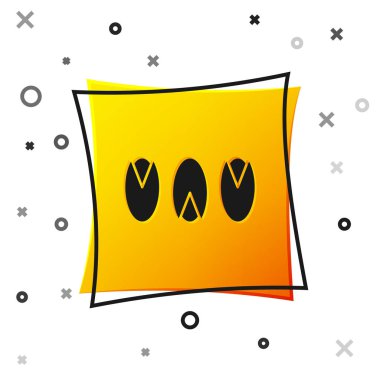 Siyah fıstıklı ikon beyaz arka planda izole edilmiş. Sarı kare düğme. Vektör İllüstrasyonu