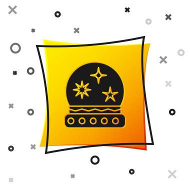 Siyah Sihirli Top simgesi beyaz arkaplanda izole edildi. Kristal küre. Sarı kare düğme. Vektör İllüstrasyonu