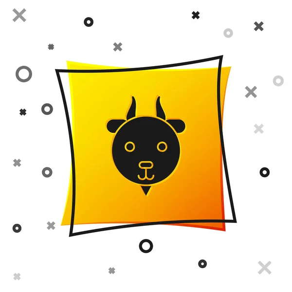 Ícone de signo do zodíaco Black Aries isolado no fundo branco. Coleção de horóscopo astrológico. Botão quadrado amarelo. Ilustração vetorial —  Vetores de Stock