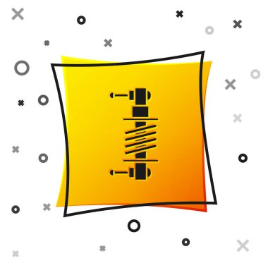 Siyah Şok emici simgesi beyaz arkaplanda izole edildi. Sarı kare düğme. Vektör İllüstrasyonu