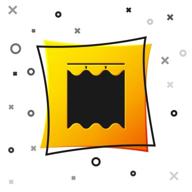 Beyaz arkaplanda siyah perde simgesi izole edildi. Sarı kare düğme. Vektör İllüstrasyonu