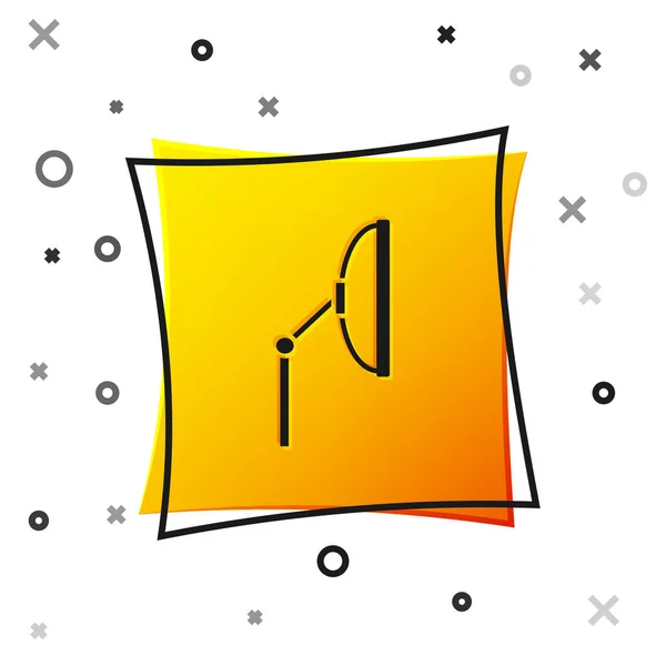 Ícone de limpador de pára-brisas preto isolado no fundo branco. Botão quadrado amarelo. Ilustração vetorial — Vetor de Stock