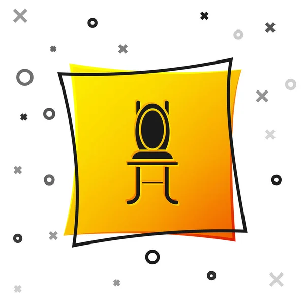 Icono de silla negra aislado sobre fondo blanco. Botón cuadrado amarillo. Ilustración vectorial — Archivo Imágenes Vectoriales