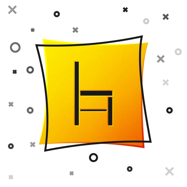 Ікона чорного стільця ізольована на білому тлі. Жовта квадратна кнопка. Векторний приклад — стоковий вектор