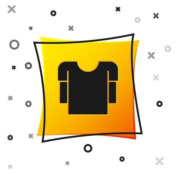 Schwarzes Langarmshirt-Symbol isoliert auf weißem Hintergrund. gelber quadratischer Knopf. Vektorillustration — Stockvektor