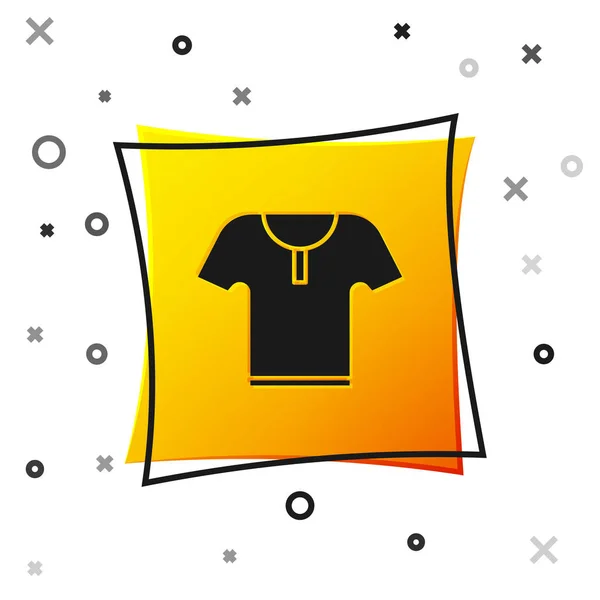 Schwarzes Panzersymbol isoliert auf weißem Hintergrund. gelber quadratischer Knopf. Vektorillustration — Stockvektor