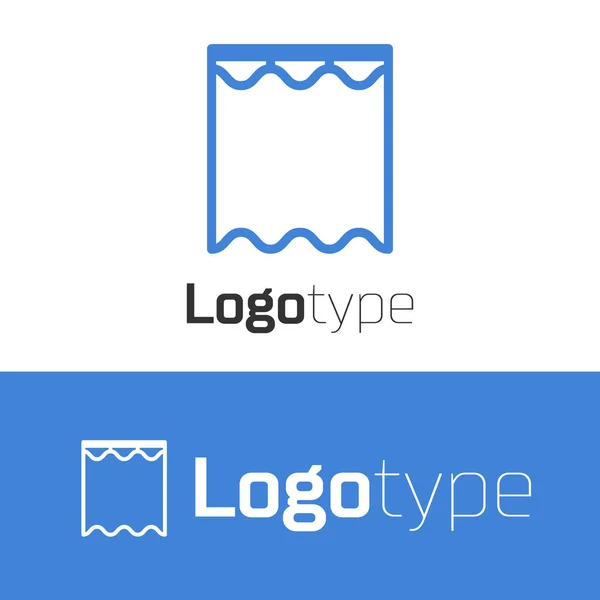 Modrá čára Opony ikona izolované na bílém pozadí. Prvek šablony návrhu loga. Vektorová ilustrace — Stockový vektor
