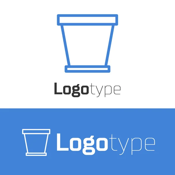 Blue line Flower pot icon isolated on white background. Logo design template element. Vector Illustration — Stock Vector
