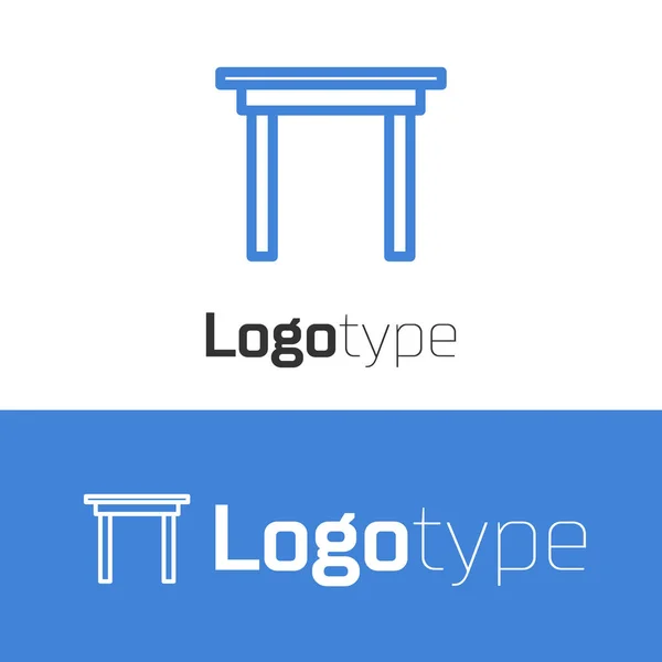 Niebieska linia Drewniana ikona stołu na białym tle. Element szablonu logo. Ilustracja wektora — Wektor stockowy