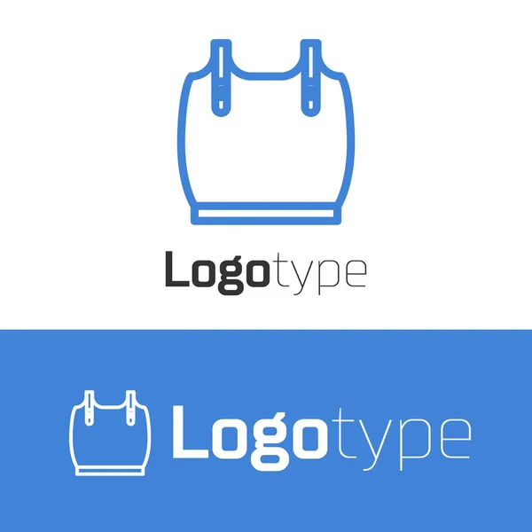 Blaue Linie Körper Panzer Symbol isoliert auf weißem Hintergrund. Logo Design Template-Element. Vektorillustration — Stockvektor
