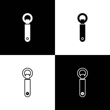 Siyah ve beyaz arkaplanda şişe açma simgesini ayır. Vektör İllüstrasyonu