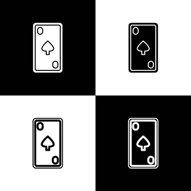 Siyah ve beyaz arkaplanda izole edilmiş elmas sembollü iskambil kartını ayarla. Kumarhane kumarı. Vektör İllüstrasyonu